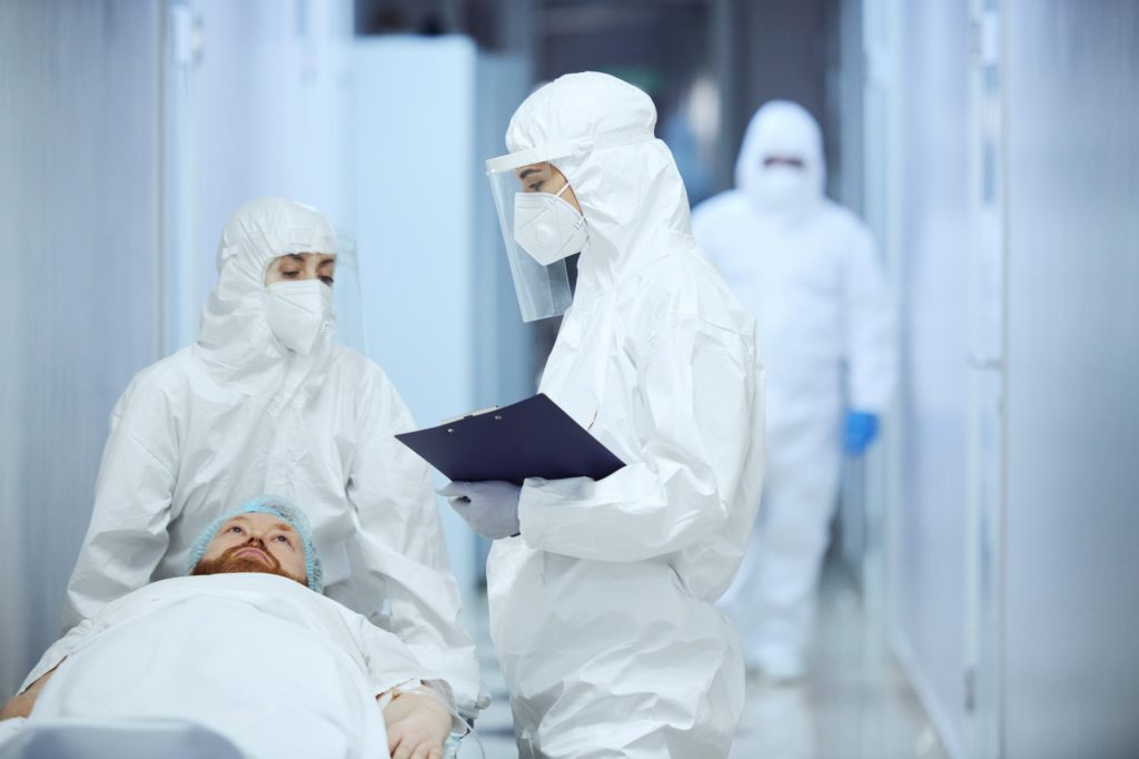 Injured patient lying on gurney